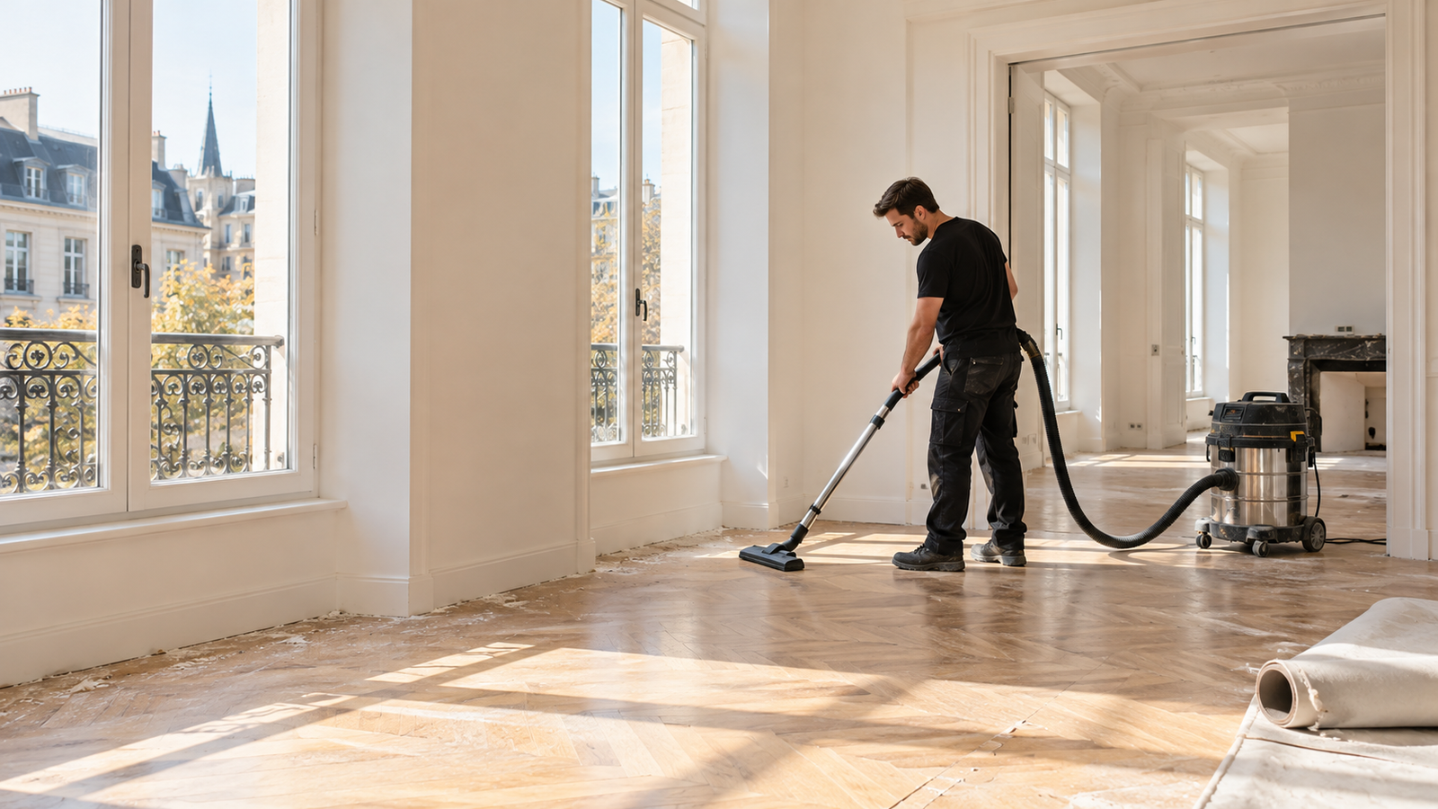 Illustration d’un nettoyage de finition après rénovation